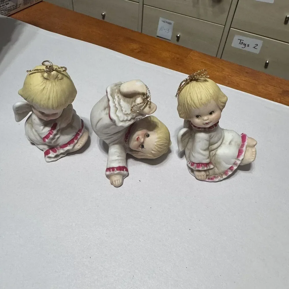 OCI‎ Omnibus Angels lot of 3 porcelain ornaments vintage cherubs cute